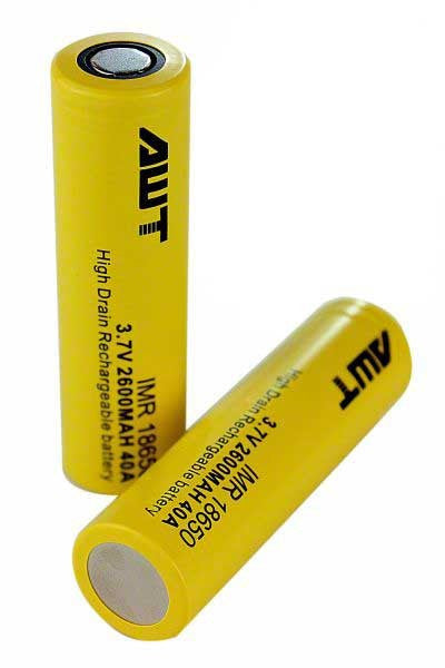 AWT IMR 18650 Battery 2600 mAh 40A Yellow
