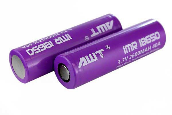 AWT IMR 18650 Battery 2600 mAh 40A Purple